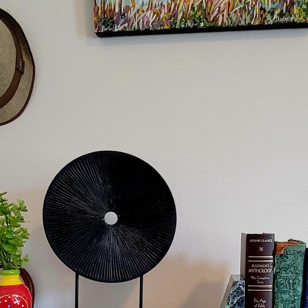 Large Wood Carved Oracle Disc Sculpture Art